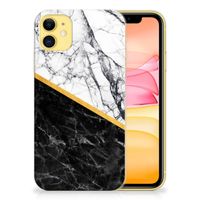 Apple iPhone 11 TPU Siliconen Hoesje Marmer Wit Zwart - Origineel Cadeau Man