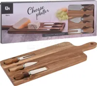 Kaasplank met 3 kaasmessen 42x15,5cm