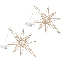 Set van 2x stuks verlichte kunststof kerststerren goud 36 cm - Kerststerren