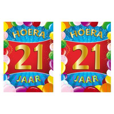 Verjaardag deurposter - 2x - 21 jaar - multi - 59 x 84 cm - leeftijd feestartikelen Verjaardag deurposter - 2x - 21 jaar - multi - 59 x 84 cm - leeftijd feestartikelen