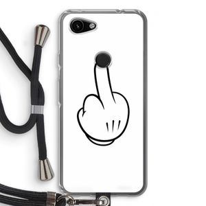 Middle finger white: Pixel 3a Transparant Hoesje met koord