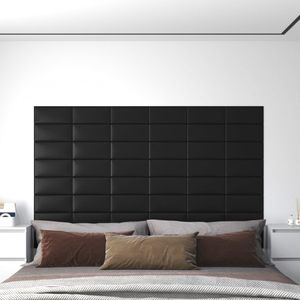 Wandpanelen 12 st 0,54 m 30x15 cm kunstleer zwart