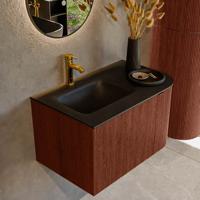 Badmeubel Mondiaz Kurve | 75 cm | Meubelkleur Ruby | Wastafelkleur Urban | Solid surface | Wasbak links zijde spoelbak | 1 kraangat