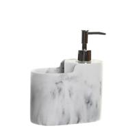 Zeeppompje met keuken organizer Marble - wit/zilver - 2 compartimenten - polyresin - 15 x 8 x 18 cm