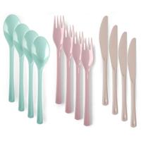 Bestek van kunststof - 36x - herbruikbaar plastic - 19 cm - BBQ / Verjaardag / Camping / Party