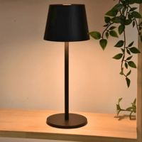 Oplaadbare tafellamp zwart met ingebouwde LED lichtbron batterij Roble 28 cm
