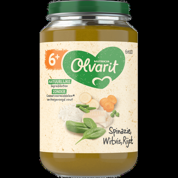 Olvarit 6+ Maanden Spinazie Witvis Rijst 200g bij Jumbo