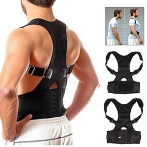 verstelbare magnetische houding corrector korset volwassen rugbrace steunriem schouder orthopedische vest zwarte kleur Lightinthebox