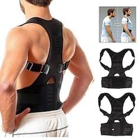 verstelbare magnetische houding corrector korset volwassen rugbrace steunriem schouder orthopedische vest zwarte kleur Lightinthebox