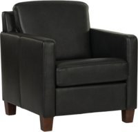 Zwarte leren landelijke fauteuil Smart - poot hout bruin - Granada leer Black (zwart leer)