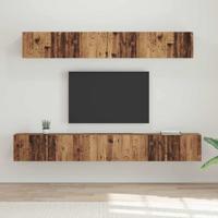 TV-kast set met plank Wandgemonteerd met opslag met de deur 5 pcs Oud hout Medium Bewerkt hout