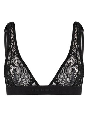 DSQUARED2 soutien-gorge en dentelle à logo brodé - Noir