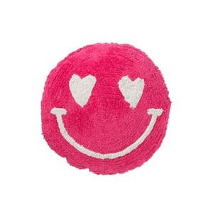 J-Line kussen Smiley Getuft - katoen - roze|wit