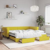 Slaapbank met onderschuifbed en lades 100x200 cm fluweel geel