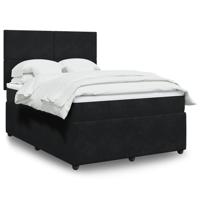 Boxspring met matras fluweel zwart 140x190 cm