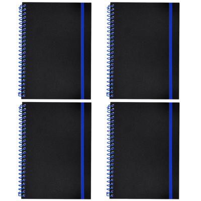 Notitieboekje Bilbo - 4x - A5 formaat - zwart / blauw - 14 x 21 cm ? flexibele kaft ? lijntjes schri