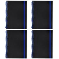 Notitieboekje Bilbo - 4x - A5 formaat - zwart / blauw - 14 x 21 cm ? flexibele kaft ? lijntjes schri