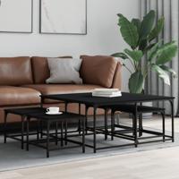 5-delige Tafeltjesset bewerkt hout zwart - thumbnail