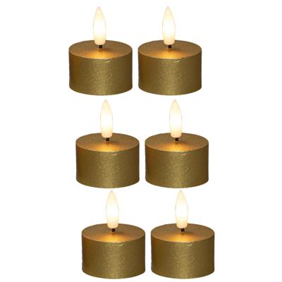 Anna's Collection LED theelichtjes/waxinelichtjes - 6x st - goud - D4 x H5 cm
