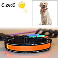 Middelgrote en grote hond huisdier zonne- + USB lading LED licht kraag grootte van de omtrek van de nek: S 35-40cm(Orange)