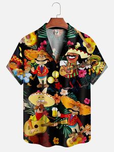 Mexican Culture Sombrero Guitar Beer Short Sleeve Aloha Shirt