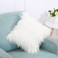 Fluweel lang pluche kussen cover populaire vierkante harige cover Home bed kamer decoratie kussensloop grootte: 45 x 45cm (wit)