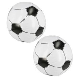 Opblaasbare voetbal strandbal - Set van 2x stuks - 30 cm - kunststof - speelgoed