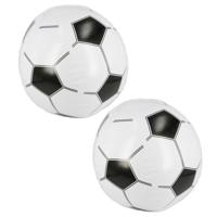 Opblaasbare voetbal strandbal - Set van 2x stuks - 30 cm - kunststof - speelgoed