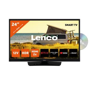 24"" Smart TV met ingebouwde DVD speler en 12V auto adapter Lenco Zwart
