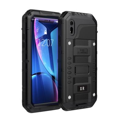 Waterdichte stof schokbestendige zink legering + siliconen case voor iPhone XR (zwart)