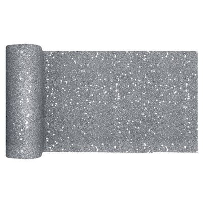 Tafelloper op rol - zilver glitter - smal 18 x 500 cm - polyester