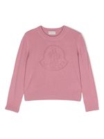 Moncler Enfant pull en laine vierge à logo brodé - Rose - thumbnail