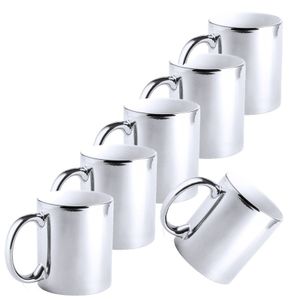 6x Zilveren bekers/mokken metallic 350 ml