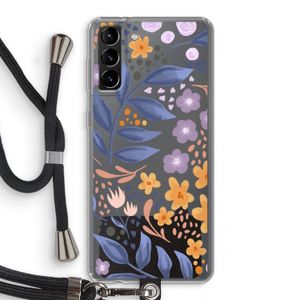Flowers with blue leaves: Samsung Galaxy S21 Plus Transparant Hoesje met koord