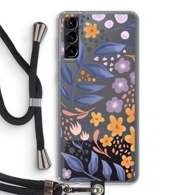 Flowers with blue leaves: Samsung Galaxy S21 Plus Transparant Hoesje met koord