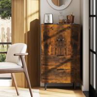 Dressoir van Hout met Metalen Poten Buffetkast Serveerder met Lades & deuren 60 x 41,5 x 102 cm Koffie