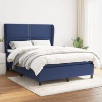 Boxspring met matras stof blauw 140x190 cm