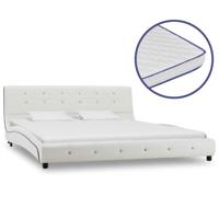 Bed met traagschuim matras kunstleer wit 160x200 cm SKU: V277557