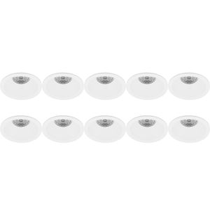 Spot Armatuur 10 Pack - Pragmi Pollon Pro - GU10 Inbouwspot - Rond - Wit - Aluminium - Verdiept - Ø82mm