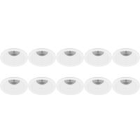 Spot Armatuur 10 Pack - Pragmi Pollon Pro - GU10 Inbouwspot - Rond - Wit - Aluminium - Verdiept - Ø82mm
