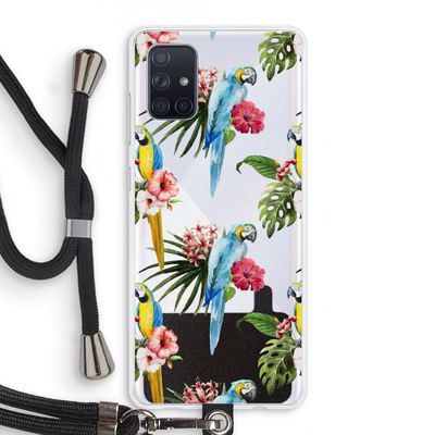 Kleurrijke papegaaien: Samsung Galaxy A71 Transparant Hoesje met koord