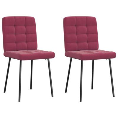 Eetkamerstoelen 2 st fluweel wijnrood