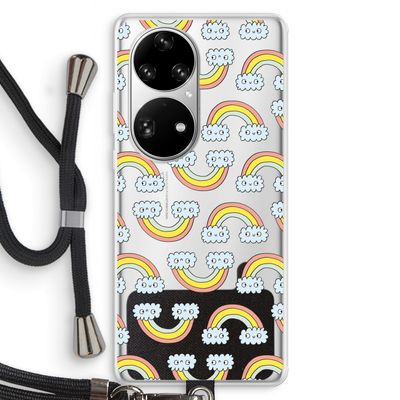 Regenboog: Huawei P50 Pro Transparant Hoesje met koord