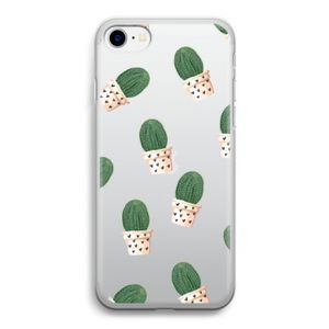 Cactusprint roze: iPhone SE 2020 Transparant Hoesje