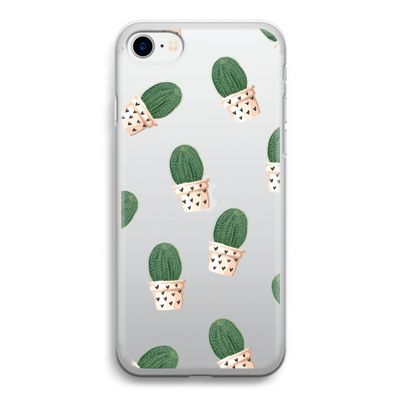 Cactusprint roze: iPhone SE 2020 Transparant Hoesje