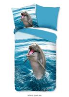Good Morning Kinderdekbedovertrek "dolfijn" - Blauw - (135x200 cm) - Katoen