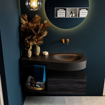 MONDIAZ RIVA 100cm badmeubel onderkast / planchet kleur Antracite met 1 lade. Wastafel DULCET rechts 0 kraangaten kleur Urban. MONDIAZ RIVA 100cm badmeubel onderkast / planchet kleur Antracite met 1 lade. Wastafel DULCET rechts 0 kraangaten kleur Urban.