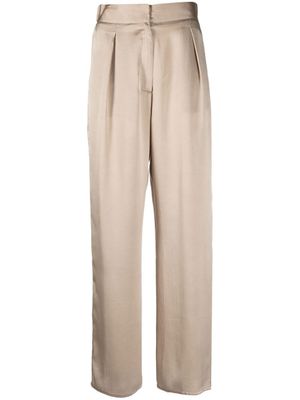 Dusan pantalon palazzo en soie à coupe crop - Tons neutres