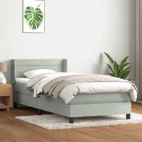Boxspring met matras fluweel lichtgrijs 90x210 cm