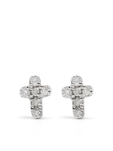 Djula boucles d'oreilles Cross en or blanc 18ct ornées de diamants - Argent